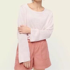 J Crew Women’s Relaxed Fit 100% Linen Boatneck Sweater Pink Beach Sz L NWT